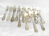 ANCIENS LOT 12 COUVERTS CUILLERE FOUCHETTE ARGENT MASSIF&nbsp;