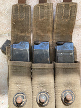 Authentique ÉTUI PORTE-CHARGEURS+CHARGEURS ALLEMAND MP.38u.40 toile kaki WW2