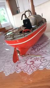 JOUET ANCIEN CARETTE ?BING? BATEAU VAPEUR VIVE 41CM