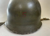 US WW2 - Casque M1 pattes fixes - Barre ETO Follow me - 100% original 2nd guerre