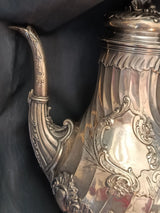 Doutre-Roussel, Service à café Argent Massif- décor rocaille XIX