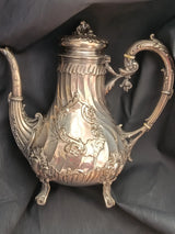 Doutre-Roussel, Service à café Argent Massif- décor rocaille XIX