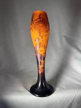 Grand Vase Gallé à décor « Chrysanthème » en fleur Art Nouveau