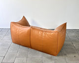 Early cognac bambou cuir canapé design Mario Bellini pour B&B Italia années 80