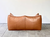 Early cognac bambou cuir canapé design Mario Bellini pour B&B Italia années 80