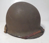 Authentique Casque américain US WW2, fab. Avril 1944, jonc avant, liner Firestone, nominatif