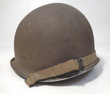 Authentique Casque américain US WW2, fab. Avril 1944, jonc avant, liner Firestone, nominatif