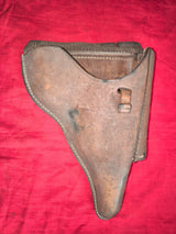 P08 cuir fauve étui holster original WW2 allemand : prise maquis allégé du rabat