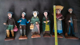 Ancien lot de 6 Santons NEVEU terre cuite déco Noël collection old crèche