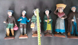 Ancien lot de 6 Santons NEVEU terre cuite déco Noël collection old crèche