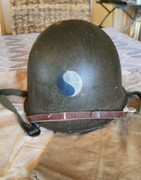 Authentique Casque US M1 WW2 29th Infantry Division D-Day Omaha Beach WW2 Normandie Insigne