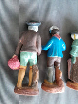 Ancien lot de 6 Santons NEVEU terre cuite déco Noël collection old crèche
