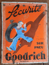 Ancienne plaque émaillée double face GOODRICH pneu automobile GéoHam EAS 80x60cm