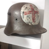 Authentique WW1 / Exceptionnelle coque casque Stahlhelm mle 16 infirmier brancardier / ET64