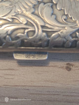 Étui ancien ARGENT MASSIF Vermeil – Poinçon Sanglier – Décor floral & oiseau XIX